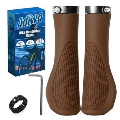 Adiwo Fahrradgriffe Ergonomisch Typ A - Braun, Rutschfest & Schnell Montiert