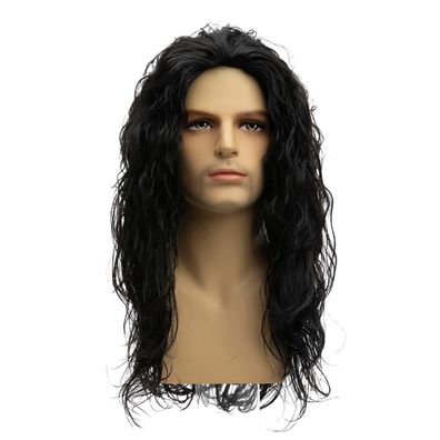 Qnbiar Herren Lange Lockige Schwarze Synthetische Cosplay Perücke - Natürlicher