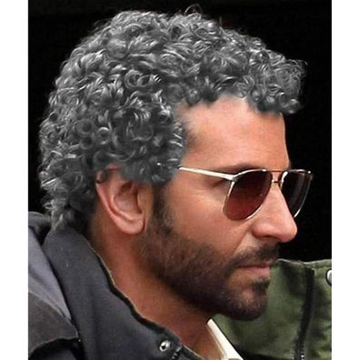 Herren Afro Perücke Grau Kurz Gelockt 80er Jahre Disco Stil Kunstfaser Cosplay