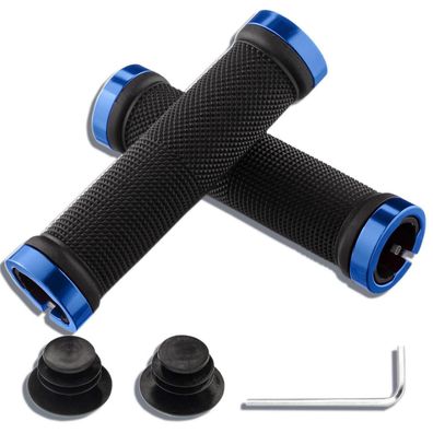 Eyeriyo MTB Fahrradgriffe Blau - Rutschfest mit Aluminium Lock für 22,2 mm