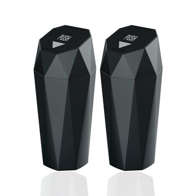Yiovvom Auto-Mülleimer mit Deckel, Mini-Diamant-Design, tragbar, klein, schwarz