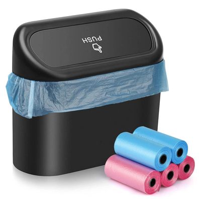 JOYSKY Mini Mülleimer für Auto, Büro & Zuhause mit 100 Müllsäcken - Schwarz