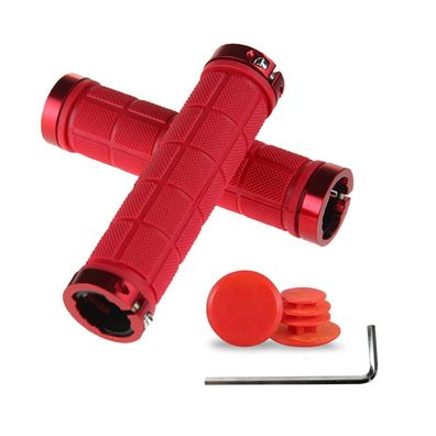 PLATT Fahrrad Lenkergriffe Rot - Anti-Rutsch Gummi Griffe für MTB, BMX
