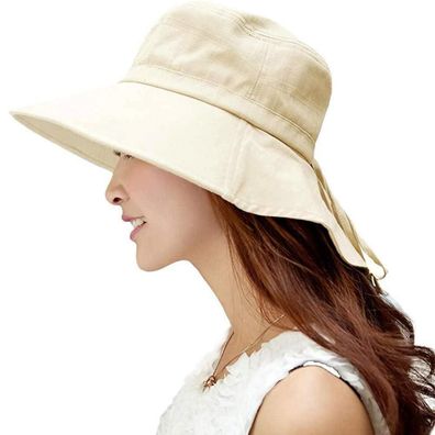 Comhats Damen Sonnenhut mit Nackenschutz, UPF 50, breite Krempe, Baumwolle