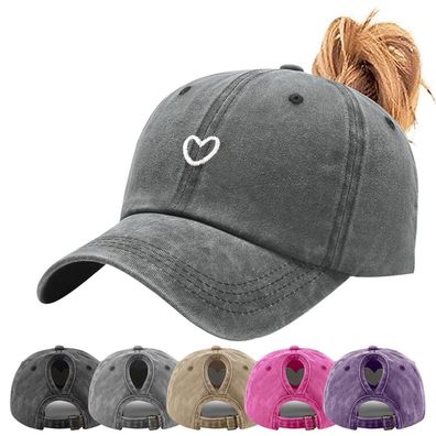 Tiakay Damen Pferdeschwanz Baseball Cap mit Herz Stickerei, Verstellbare