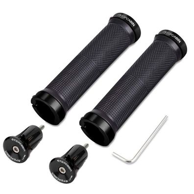 Topcabin Fahrrad Lenker Griffe 1 Paar mit Aluminium Lock-On Endkappen