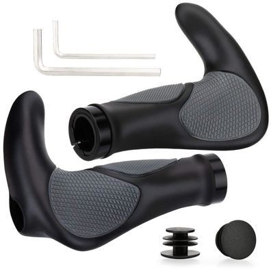 ELOSIS Ergonomische Fahrradgriffe aus Gummi und Aluminium, rutschfest, 22mm für