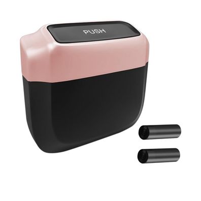 JNNJ Mini Auto Mülleimer mit Deckel, Tragbar und Multifunktional, Rosa