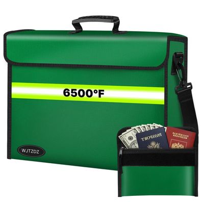 WJTZDZ Feuerfester Geldbeutel mit Zahlenschloss, bis 6500°F, wasserdicht, L Grün