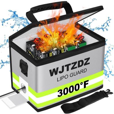 WJTZDZ Lipo-Batterie Sicherheitstasche, feuerfest & explosionssicher, 4-lagig