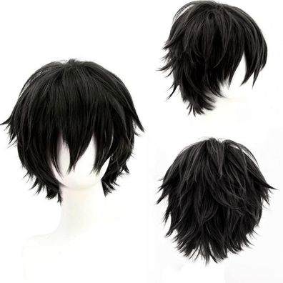 Yeeshedo Unisex Cosplay Perücke, kurzer schwarzer Bob, glatt, natürlich