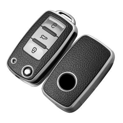 Oatsbasf Autoschlüssel Hülle für VW Golf, Polo, Passat, Skoda, Seat (3-Tasten)