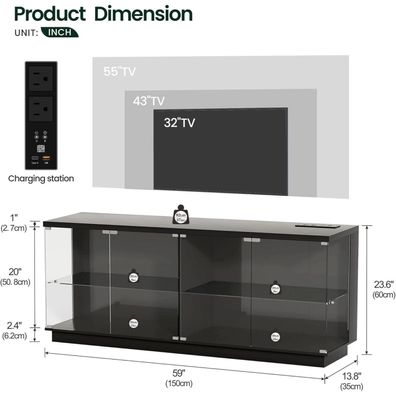 Lvifur Glasvitrine mit LED Beleuchtung, Glastüren und intelligenter Sensorik