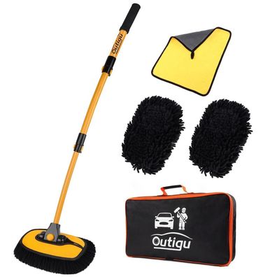 Outigu Auto Waschbürste mit Teleskopstiel, 3 in 1 Chenille Mikrofaser