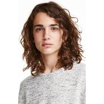 Herren Perücke Braun Lange Locken Synthetisch Cosplay Halloween Maskenball