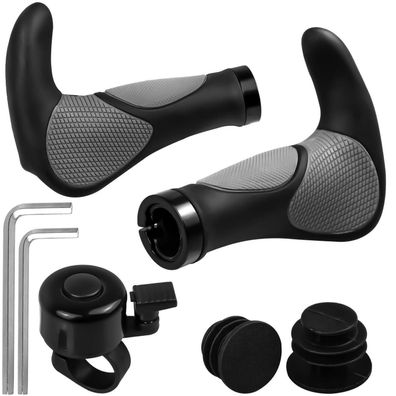 Fahrradgriffe 22mm Ergonomisch Rutschfest mit Fahrradklingel und Werkzeug für