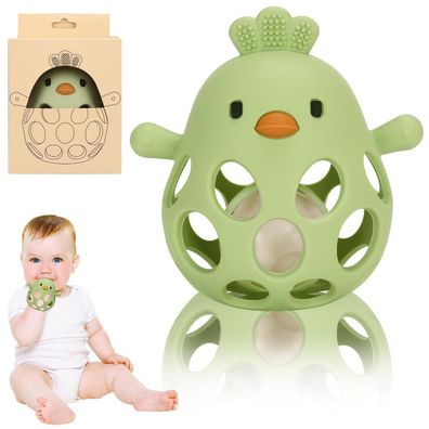 Venditer Silikon Babyrassel Hühnchen Beißring, Sensorisches Motorik Spielzeug