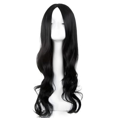 Catmeye Lange Schwarze Gewellte Perücke für Damen & Mädchen, 27" Lockige