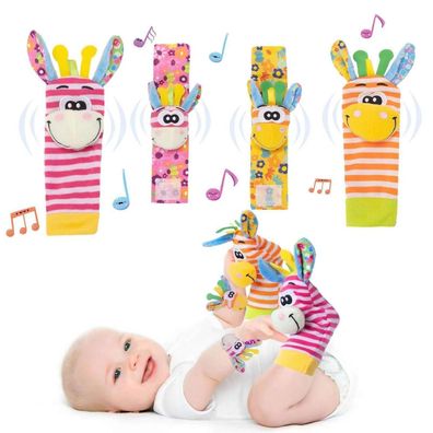 Accevo Baby Handgelenk Rasseln & Socken Set - Niedliches Kuscheltier-Design für