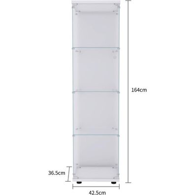 Hoscullo Glasvitrine Standvitrine abschließbar, 1 Tür, 4 Einlegeböden, 164 cm