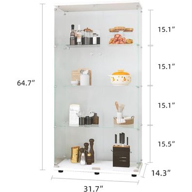 MGMYM Glasvitrine Standvitrine mit abschließbarer Tür, 4 Lagen Sammlervitrine