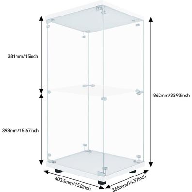 Bpkadhy Glasvitrine Standvitrine mit LED, abschließbar, 125x42x36 cm, Weiß