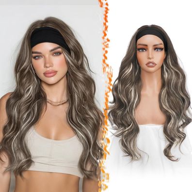 Barsdar Body Wave Stirnband Perücke, 66cm lange gewellte Kunsthaarperücke für