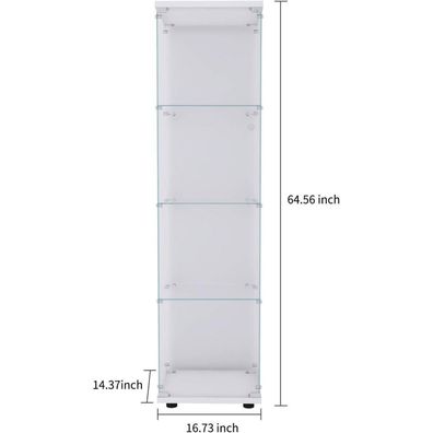 Dgczyxgl Glasvitrine mit 4 Regalen, freistehend, abschließbar, 36,5 x 42,5 x