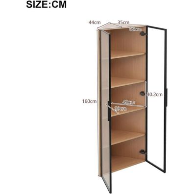 Dolamaní Eckvitrine 62x35x160 cm mit LED-Beleuchtung, Soft-Close, Eichen-Optik