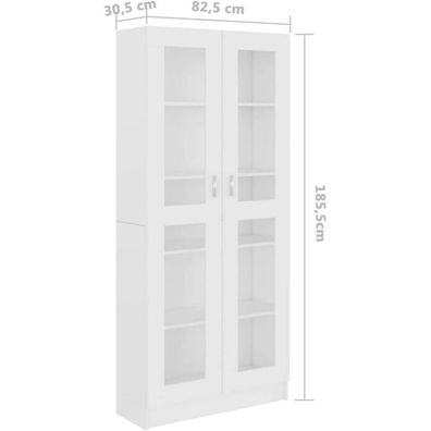 Willood Vitrinenschrank Bücherschrank Aktenschrank Büroschrank Sideboard Weiß