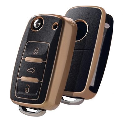 Oatsbasf Autoschlüssel Hülle für VW, Skoda, Seat 3-Tasten - Flexibles TPU