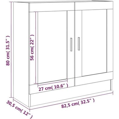 Willood Vitrinenschrank Bücherschrank Aktenschrank Büroschrank Sideboard Grau