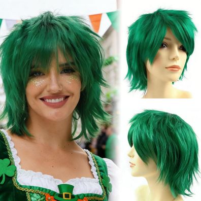 Luxiremi Cosplay Anime Perücke Kurzhaar Dunkelgrün - Herren & Damen, Halloween