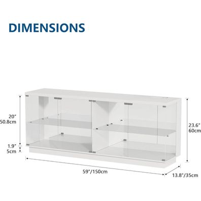 Gurexl RGB Glasvitrine mit LED, Steckdosen, USB, Bewegungssensor und