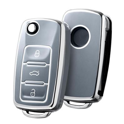 Oatsbasf Autoschlüssel Hülle für VW, Skoda, Seat 3-Tasten - Flexibles TPU
