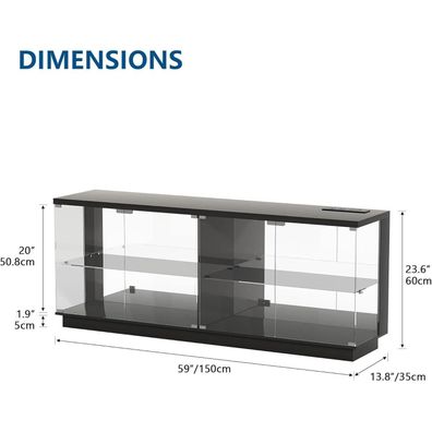 Gurexl RGB Glasvitrine mit LED, Steckdosen, USB, Bewegungssensor und