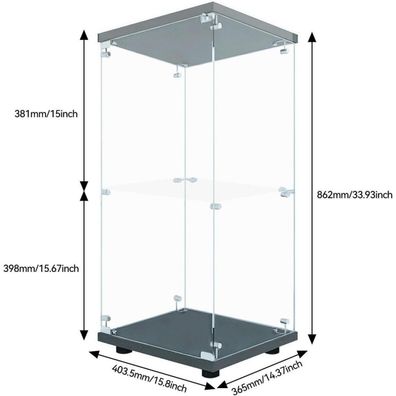 Zorvani Glasvitrine Stehend mit LED Beleuchtung und Glastüren, Staubdicht, 1