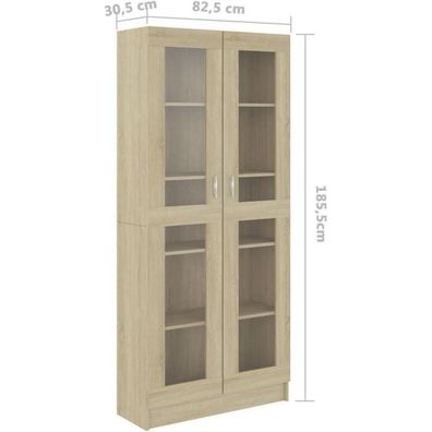 Willood Vitrinenschrank Bücherschrank Aktenschrank Büroschrank Sonoma-Eiche