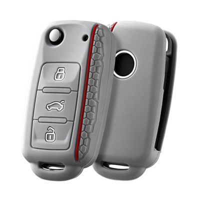 Oatsbasf Autoschlüssel Hülle für VW Golf, Polo, Passat, Skoda, Seat - 3 Tasten