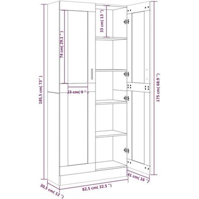 Willood Vitrinenschrank Bücherschrank Aktenschrank Sideboard Räuchereiche