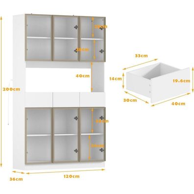 Caldion Glasvitrine mit 6 Pop-up Glastüren, 3-farbiger LED-Beleuchtung, 5