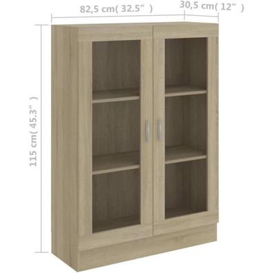 Willood Vitrinenschrank Bücherschrank Aktenschrank Sonoma-Eiche 82,5x30,5x115 cm