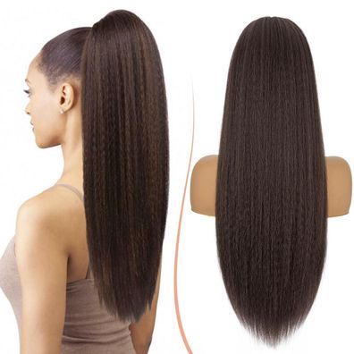 TESS Lange Pferdeschwanz Haarteil mit Kordelzug 60cm, Kinky Yaki Lockige