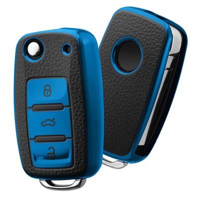 Oatsbasf Autoschlüssel Hülle für VW, Skoda, Seat 3-Tasten - Flexibles TPU