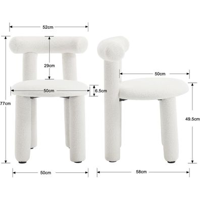 chairus 2er Set Kunstfell Küchenstühle ohne Armlehne, modern und gepolstert für