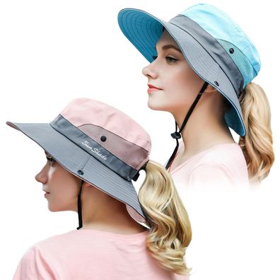 Muryobao Sonnenhut für Damen mit UV-Schutz, breiter Krempe, faltbar, 2 Stück