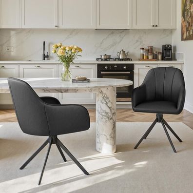 Hawthyhome Esszimmerstühle drehbar 2er Set mit Armlehne, Polsterstuhl mit