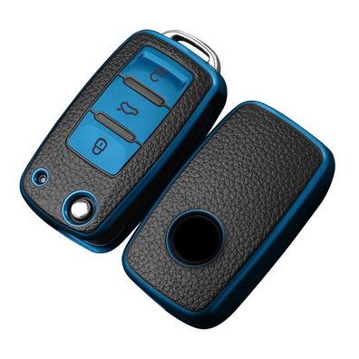 Oatsbasf Autoschlüssel Hülle für VW Golf, Polo, Passat, Skoda, Seat 3-Tasten