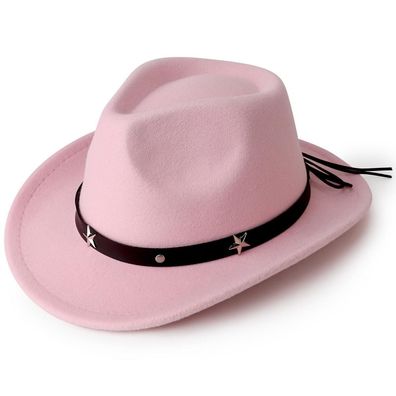 Dreshow Kinder Cowboyhut mit Schnalle Gürtel, Retro Fedora Panama Hut für