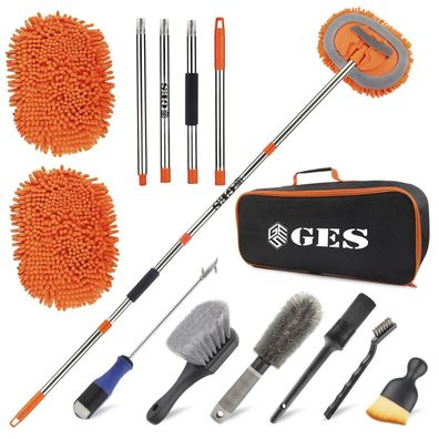 GES Autowaschmopp mit langem Teleskopgriff (62 Zoll) - 2-in-1 Chenille